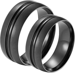Pointer Finger Ring, Mens Rings Jewelry Black Brushed Ring 8mm Stainless Steel Vintage Jewelry for Promise