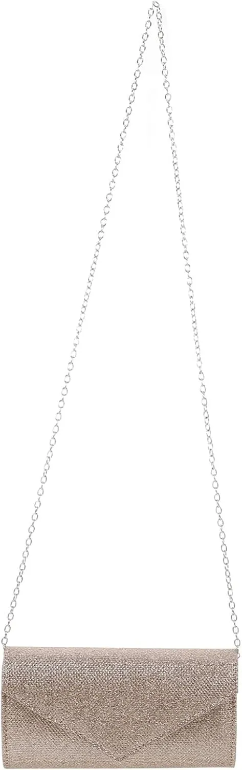 Polyester Material Small Clutch Purse Rhinestone Evening Bag for Women Shiny Clutch Chain Straps for Wedding Party