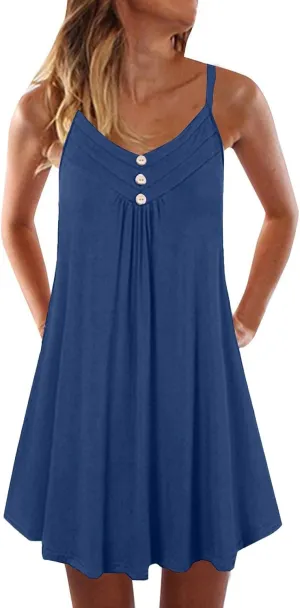 Pop Plus Size Sleeveless Sundress Ladies Swim Summer Boyfriend Crewneck Dress Women's Coloured Comfortable