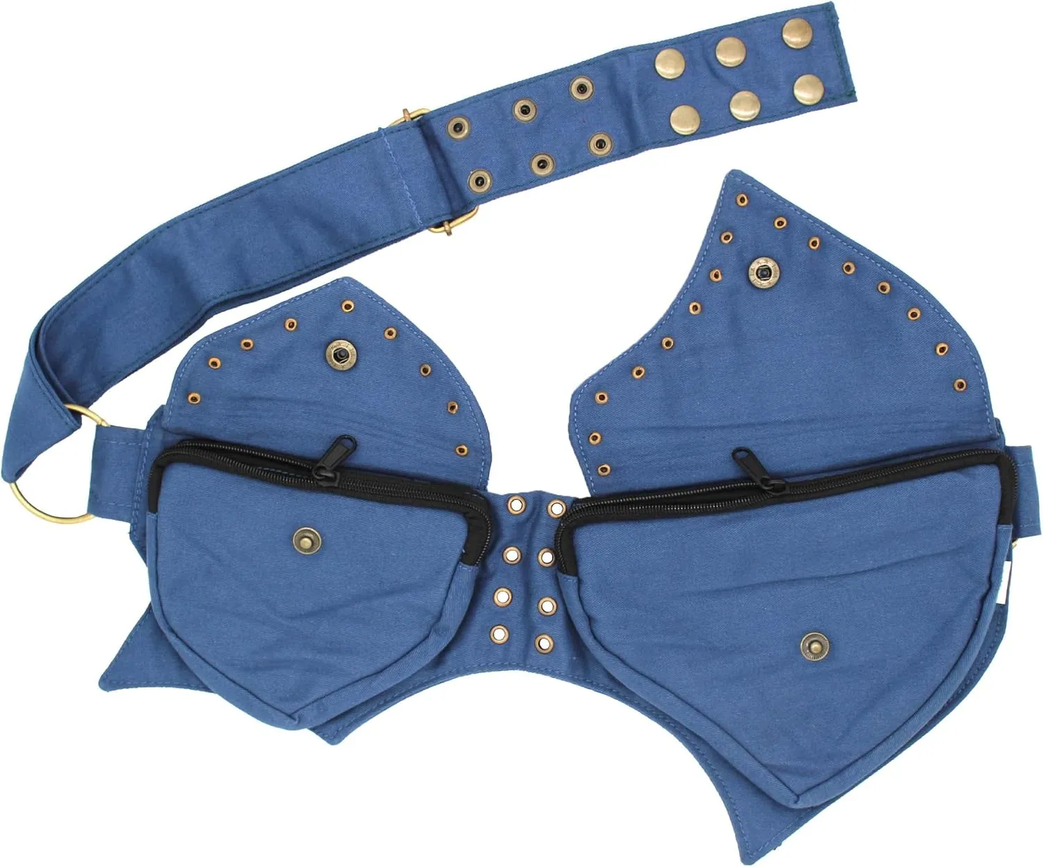 Practical Fannypack Cotton Waistbag Travel Utility Belt-Blue
