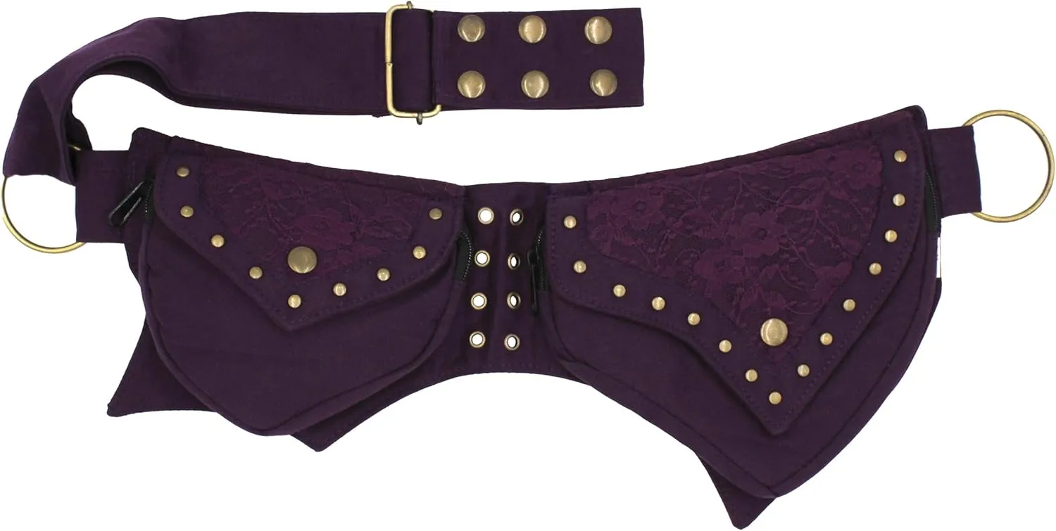Practical Fannypack Cotton Waistbag Travel Utility Belt-Plum