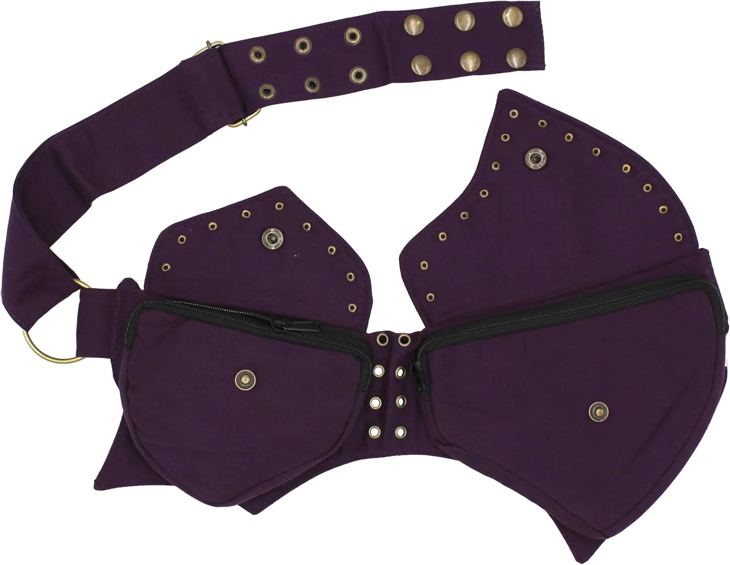 Practical Fannypack Cotton Waistbag Travel Utility Belt-Plum