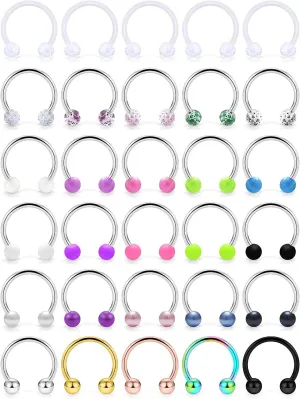 Prjndjw 16g Septum Rings Internally Threaded Surgical Steel Septum Jewelry Lip Rings Hoop Labret Jewelry Horseshoe Earrings Daith Piercing Jewelry for Women Men External thread Septum hoop