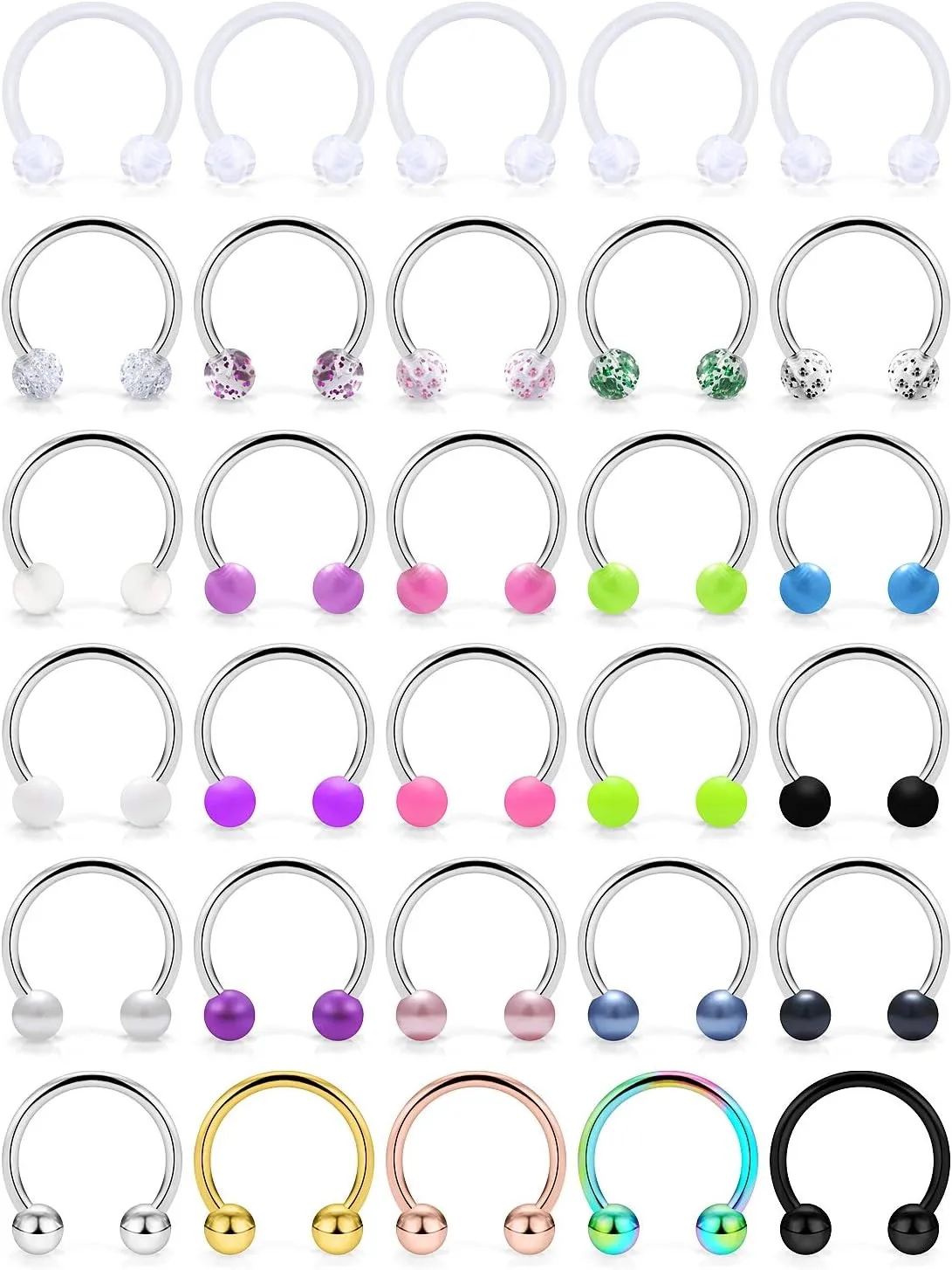 Prjndjw 16g Septum Rings Internally Threaded Surgical Steel Septum Jewelry Lip Rings Hoop Labret Jewelry Horseshoe Earrings Daith Piercing Jewelry for Women Men External thread Septum hoop