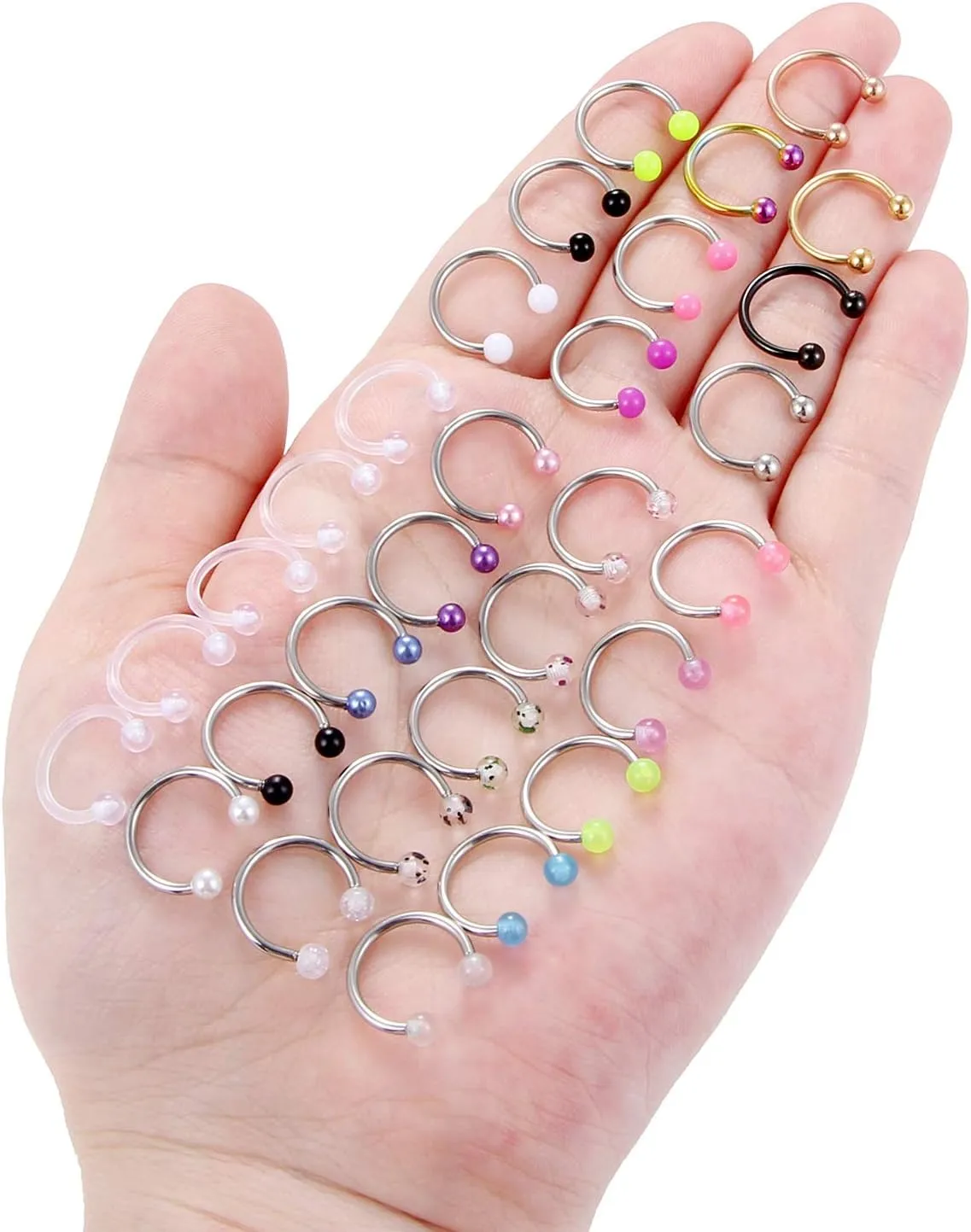 Prjndjw 16g Septum Rings Internally Threaded Surgical Steel Septum Jewelry Lip Rings Hoop Labret Jewelry Horseshoe Earrings Daith Piercing Jewelry for Women Men External thread Septum hoop