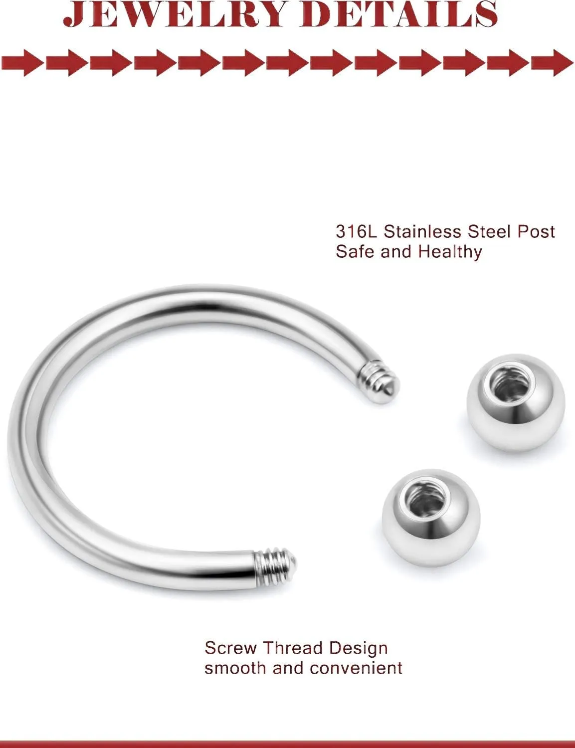 Prjndjw 16g Septum Rings Internally Threaded Surgical Steel Septum Jewelry Lip Rings Hoop Labret Jewelry Horseshoe Earrings Daith Piercing Jewelry for Women Men External thread Septum hoop