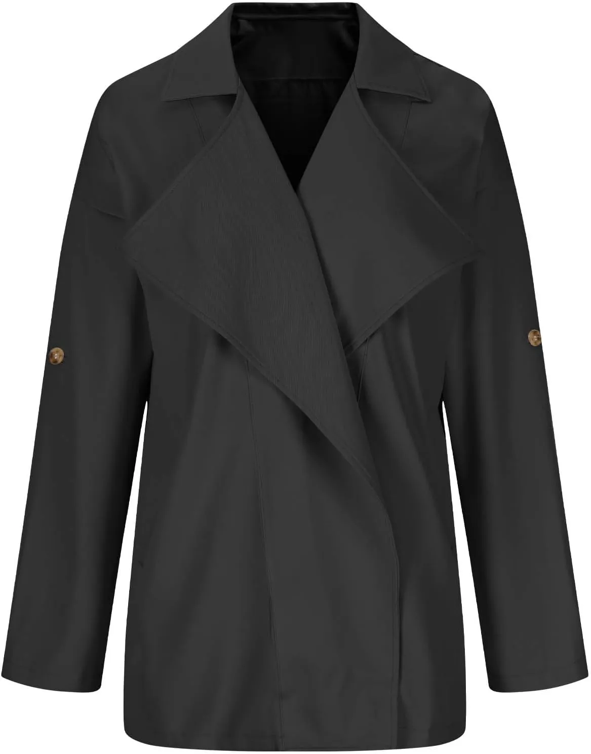 Puffer Jacket Womens Plus Size Button Thin Winter Coat Casual Cardigan Long Sleeve Trench Jackets with Pockets