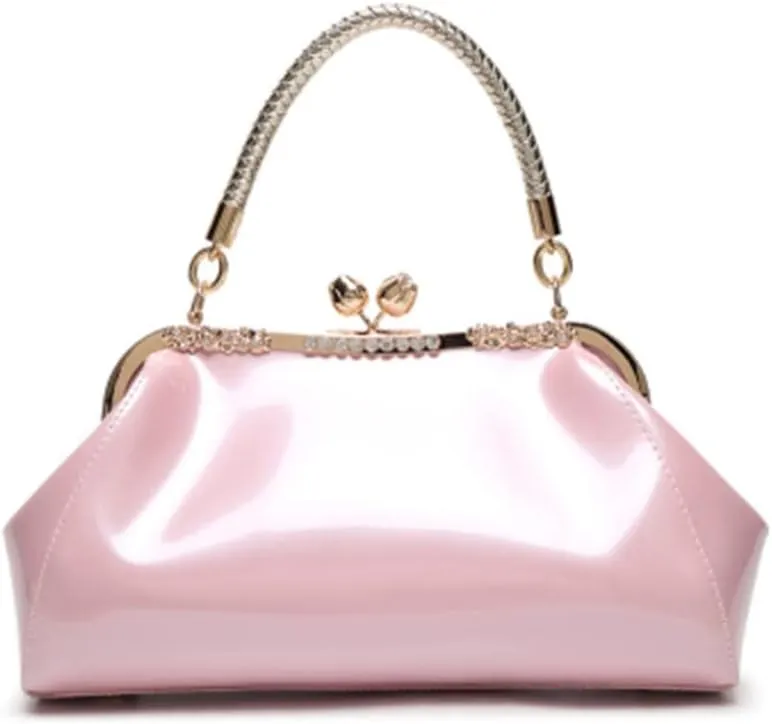Purse Tote Glossy Satchel for Women Patent Leather Wedding Top Handle Shoulder Bag Clutch