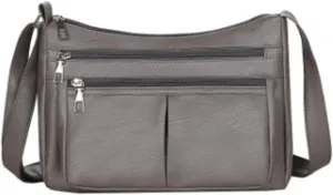 Quilted Crossbody Purses for Women Waterproof Nylon Crossbody Bags for Woman Trendy Clear Bag for Stadium Events(Grey)