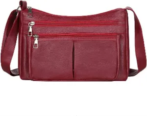 Quilted Crossbody Purses for Women Waterproof Nylon Crossbody Bags for Woman Trendy Clear Bag for Stadium Events(Red)