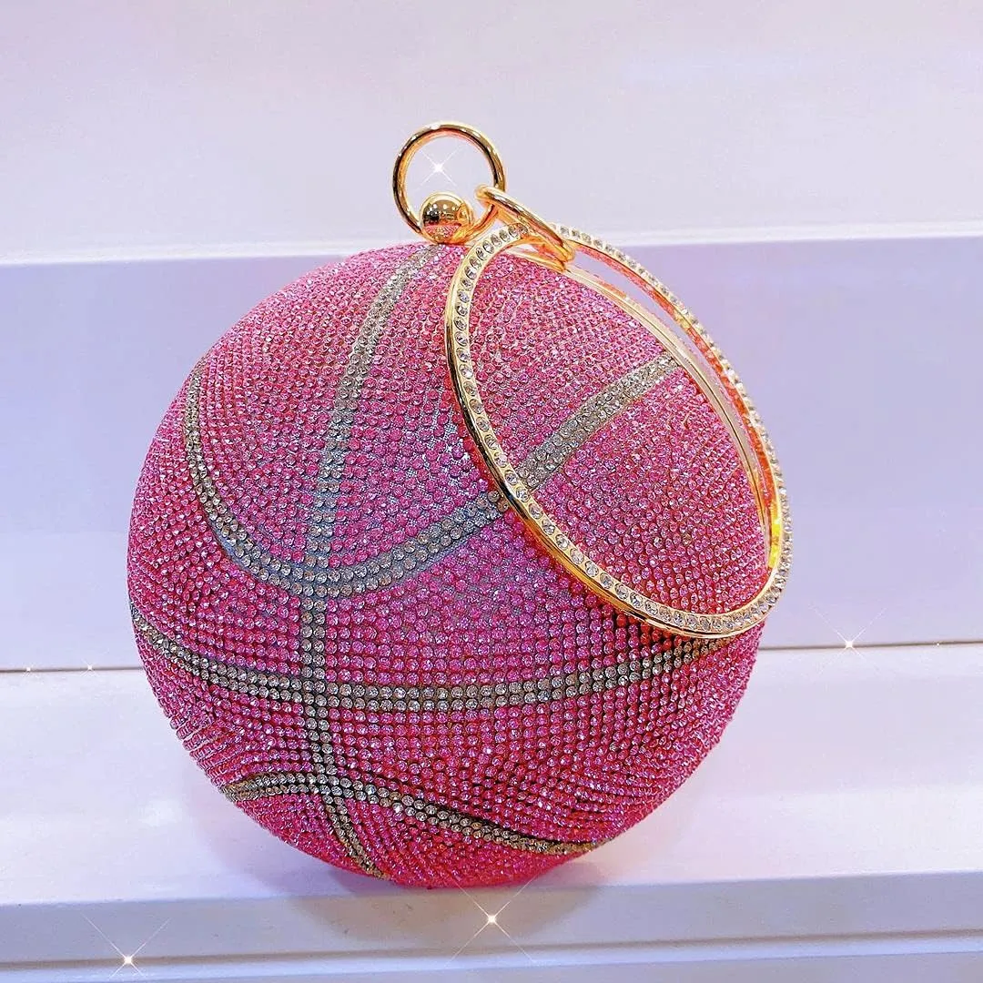 QZUnique Basketball Shaped Cross Body Bag Round Handbag PU Leather Messenger Shoulder Bag Personality Purses for Women