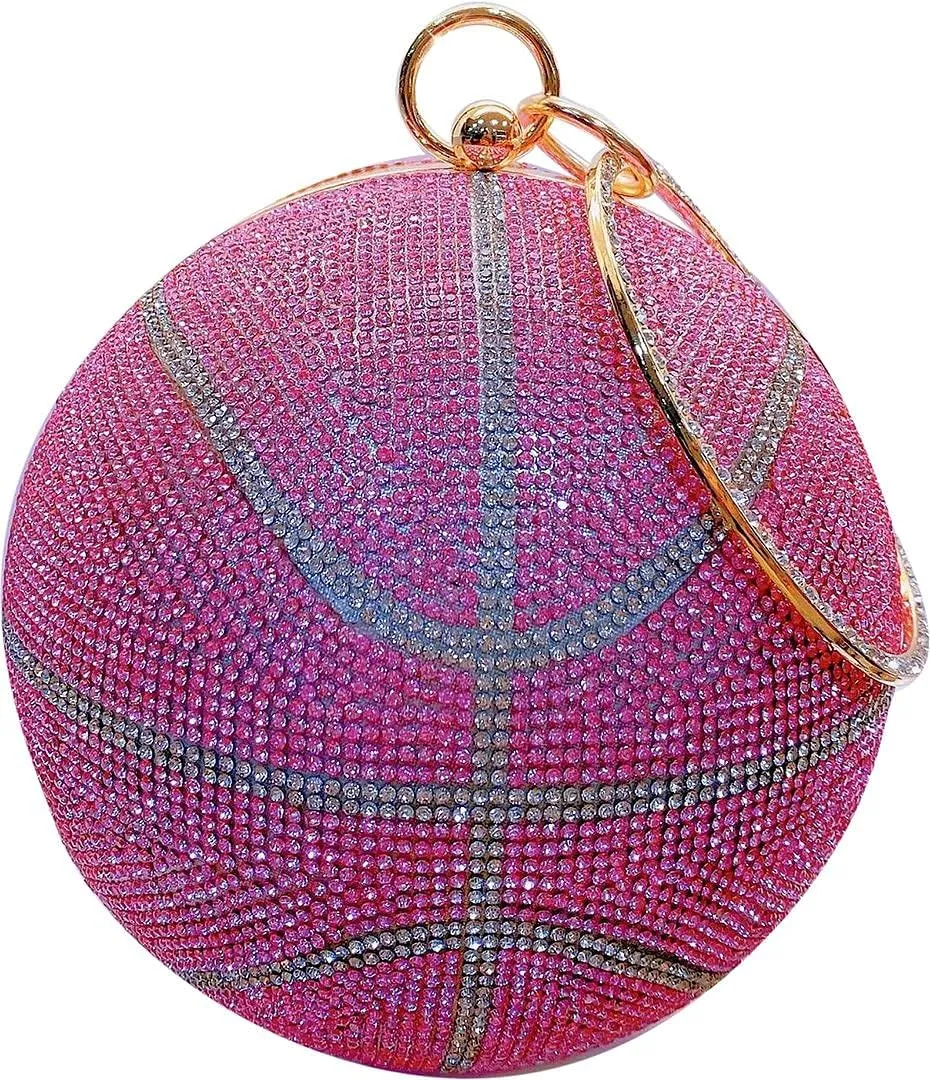 QZUnique Basketball Shaped Cross Body Bag Round Handbag PU Leather Messenger Shoulder Bag Personality Purses for Women