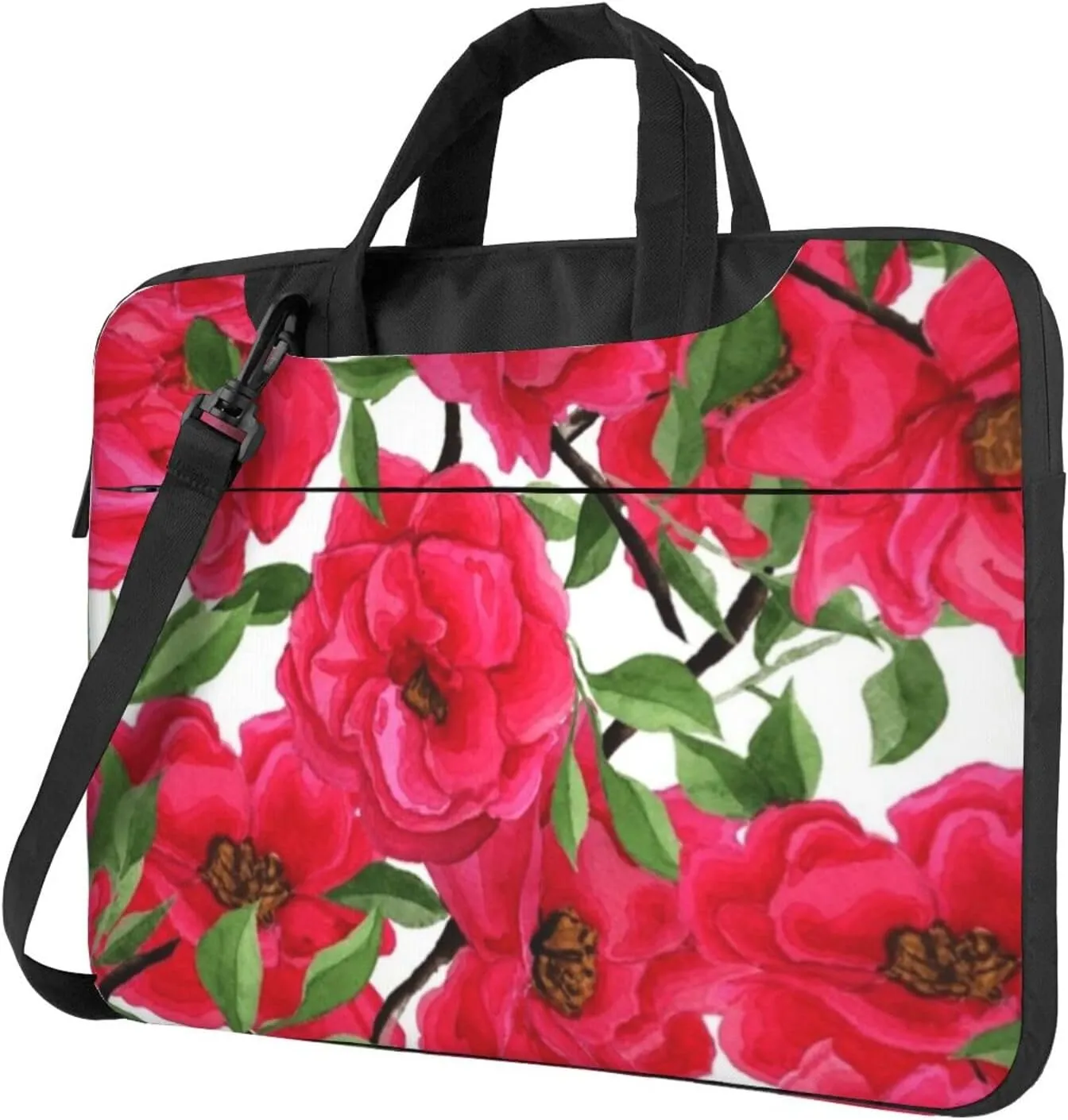 Red Geraniums Practical 13-15.6 Inch Laptop Bag For Man And Women, Computer Messenger Bag, Trendy Shoulder Strap Design