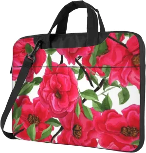 Red Geraniums Practical 13-15.6 Inch Laptop Bag For Man And Women, Computer Messenger Bag, Trendy Shoulder Strap Design