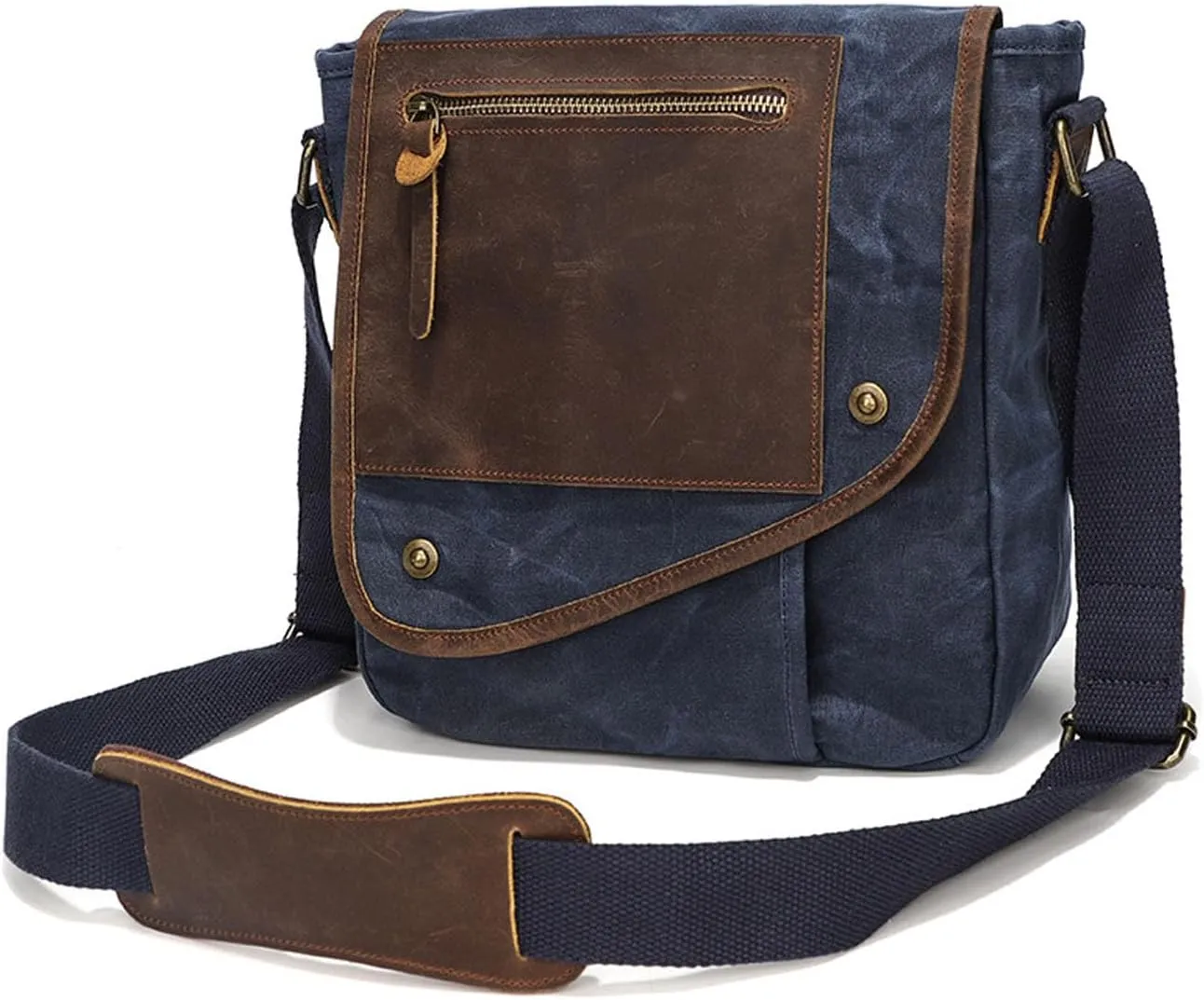 Retro Men's Shoulder Bags Canvas man bags for men Crossbody Bag Messenger Bags for Men Women Cover Pack Work Professional Business Office Travel Satchel Bag Blue