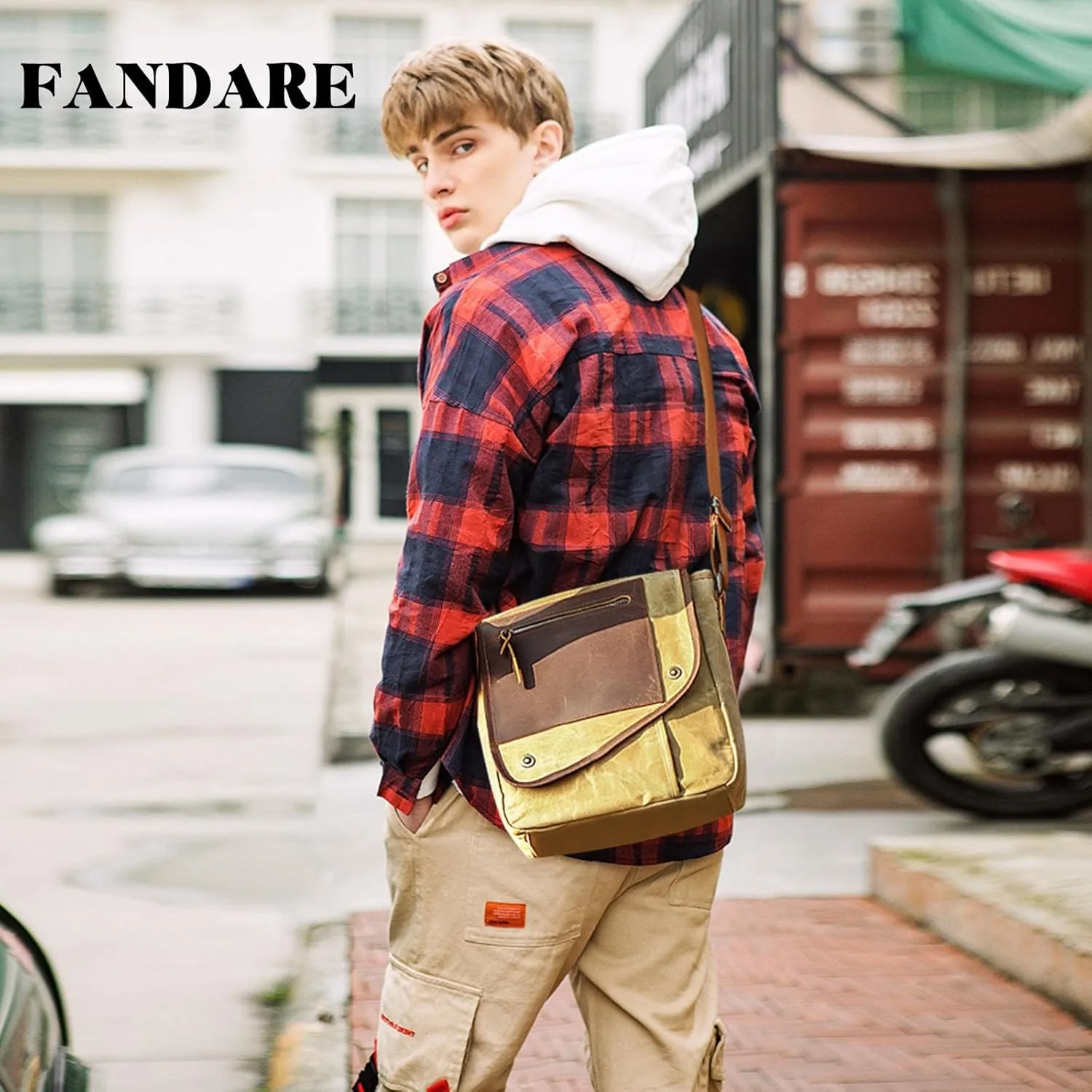 Retro Men's Shoulder Bags Canvas man bags for men Crossbody Bag Messenger Bags for Men Women Cover Pack Work Professional Business Office Travel Satchel Bag Yellow