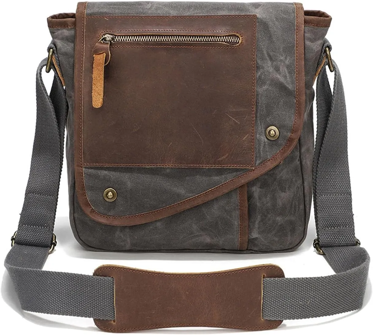 Retro Men's Shoulder Bags Canvas man bags for men Crossbody Bag Messenger Bags for Men Women Cover Pack Work Professional Business Office Travel Satchel BagGray