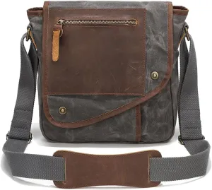 Retro Men's Shoulder Bags Canvas man bags for men Crossbody Bag Messenger Bags for Men Women Cover Pack Work Professional Business Office Travel Satchel BagGray