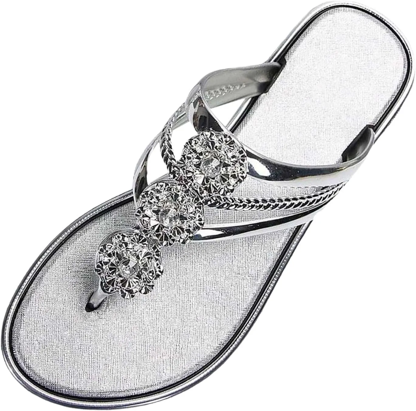 Rhinestone Flip Flops for Women Flat Flip Flops Slippers Fashion Rose Open Toe Sandals Comfortable Non-Slip Flats Bohemian Beach Sandal Comfort Clip Toe Slides