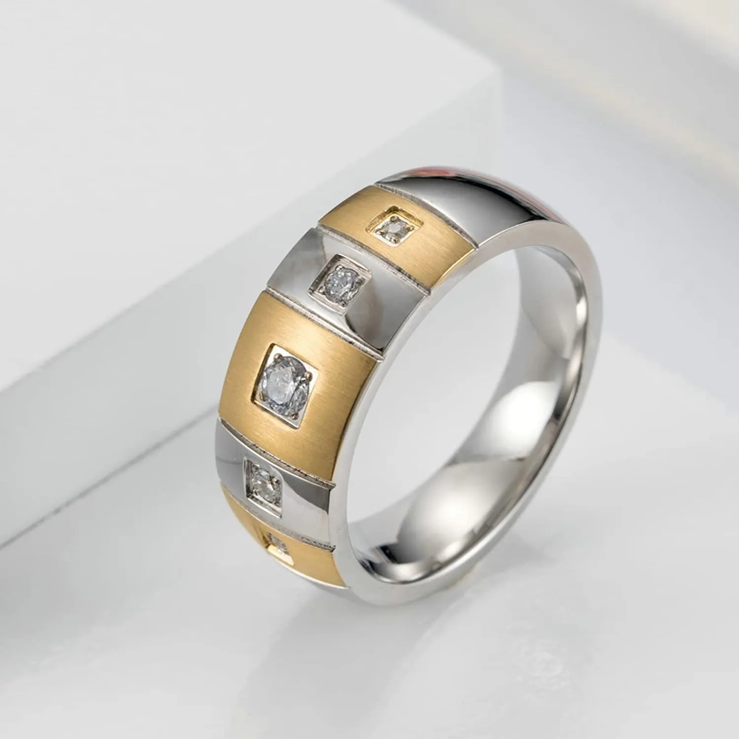 Ring Men, Zircon Inlaid Engraved Customized Wedding Ring Zirconia, Multicolor Stainless Steel Ring Jewelry Party Jewelry