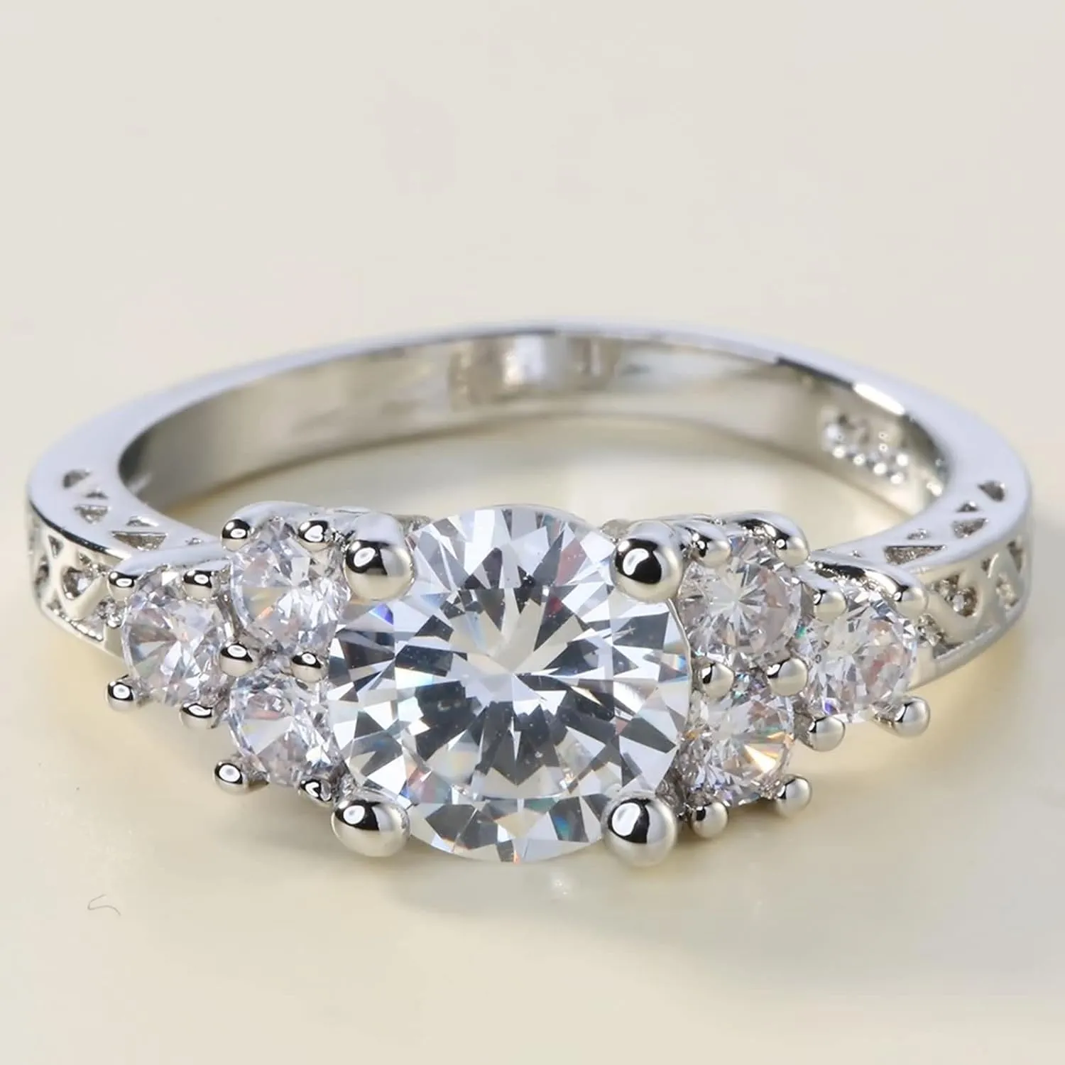 Rings Jewelry Women, Dainty Promise Rings for Women Simple Round Cubic Zirconia Fashion Jewelry for Women