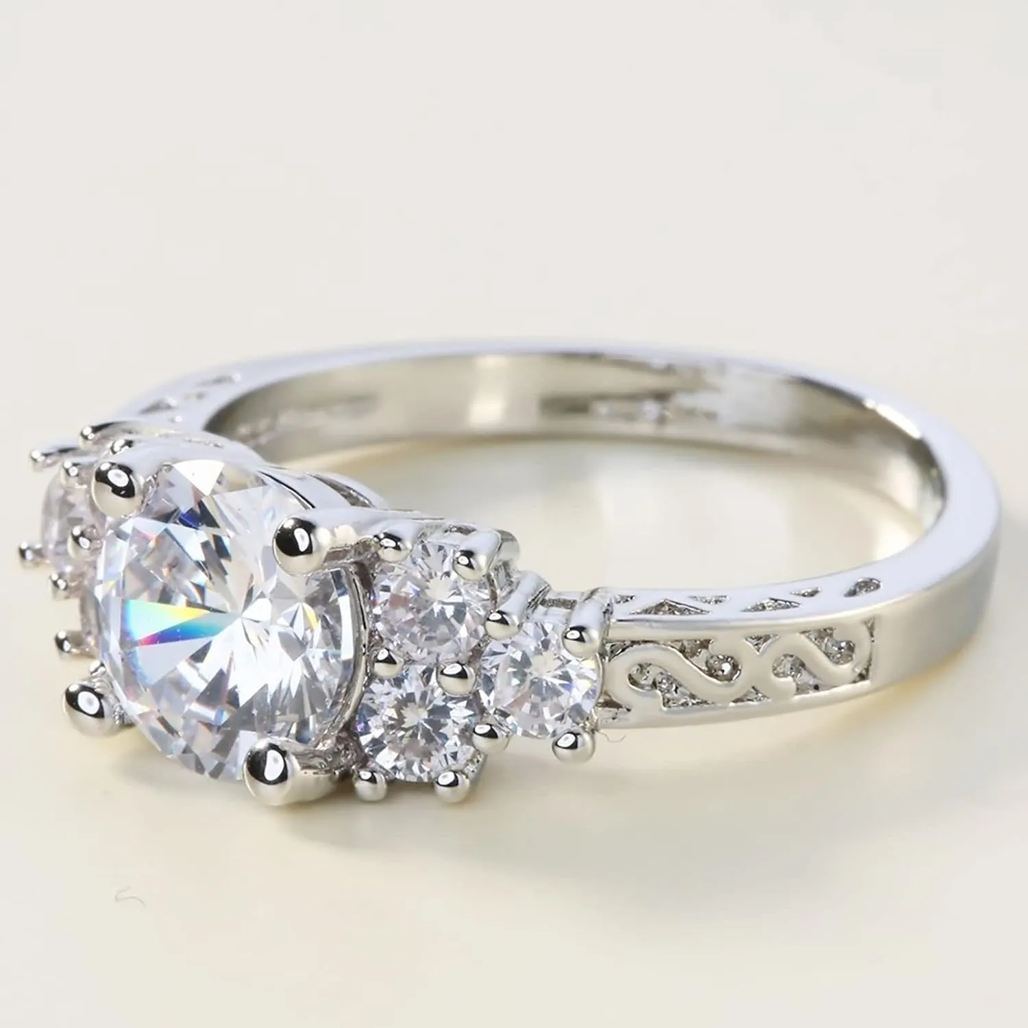 Rings Jewelry Women, Dainty Promise Rings for Women Simple Round Cubic Zirconia Fashion Jewelry for Women