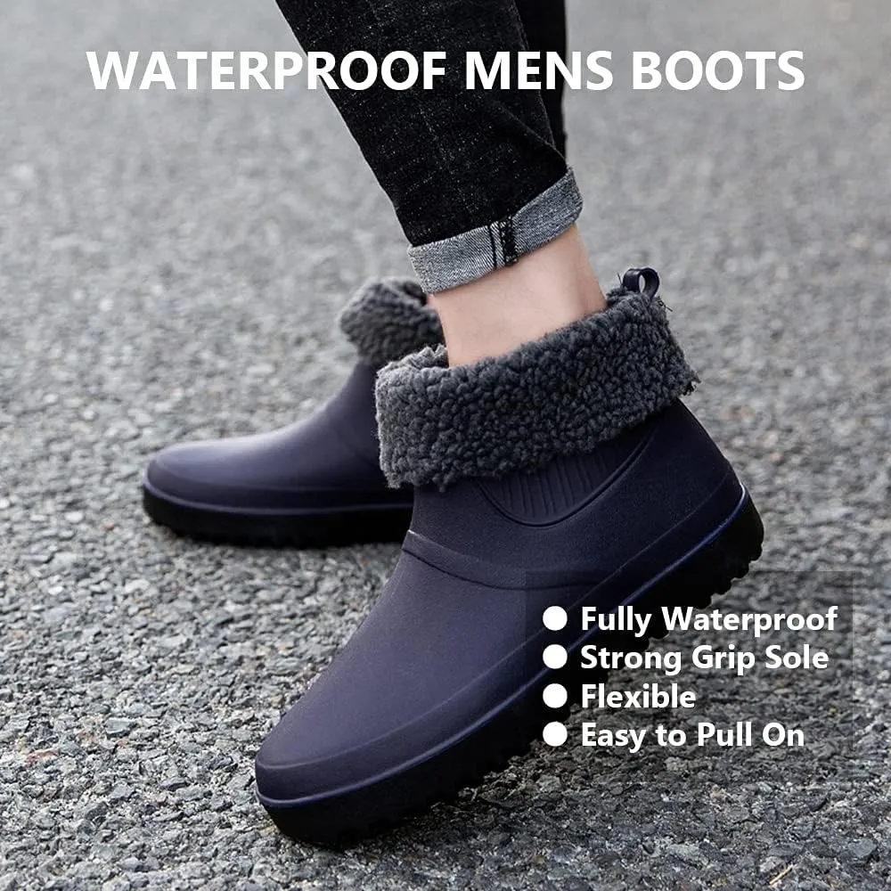Rojeam Mens Rain Boots Waterproof Booties Garden Shoes Rain Shoes