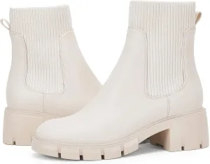 Ruanyu Womens Platform Ankle Boots Elastic Chunky Block Heel Chelsea Booties Lug Sole Non-Slip Combat Shoes