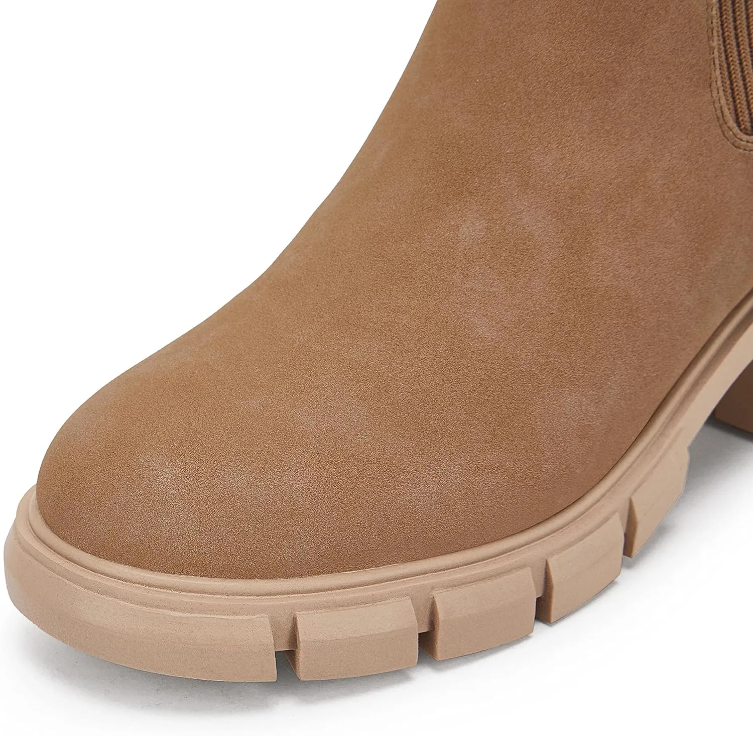 Ruanyu Womens Platform Ankle Boots Elastic Chunky Block Heel Chelsea Booties Lug Sole Non-Slip Combat Shoes