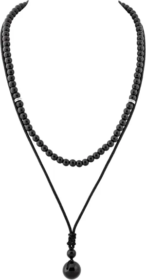 Sacina Layered Black Bead Crystal Choker, Gothic Boho Necklace, Goth Jewelry, Christmas Jewelry Gift for Women