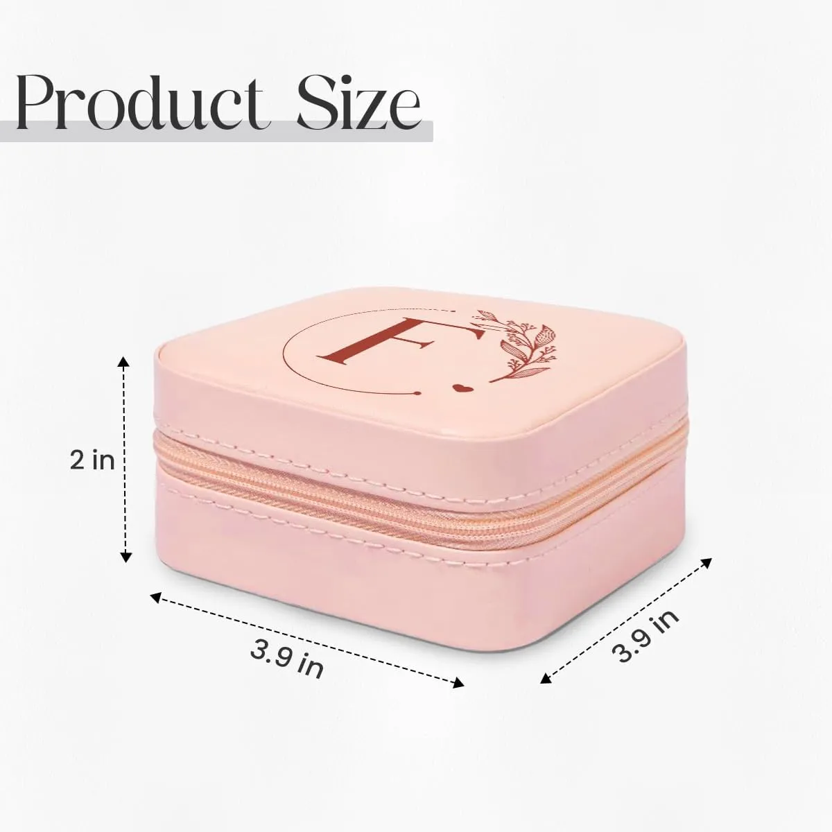 SANDJEST Personalized Jewelry Box, Pink Small Travel Jewelry Box with Initial F, Monogrammed Jewelry Case Organizer for Girls Women Teen, Mini Travel Essentials Gifts for Christmas Birthday