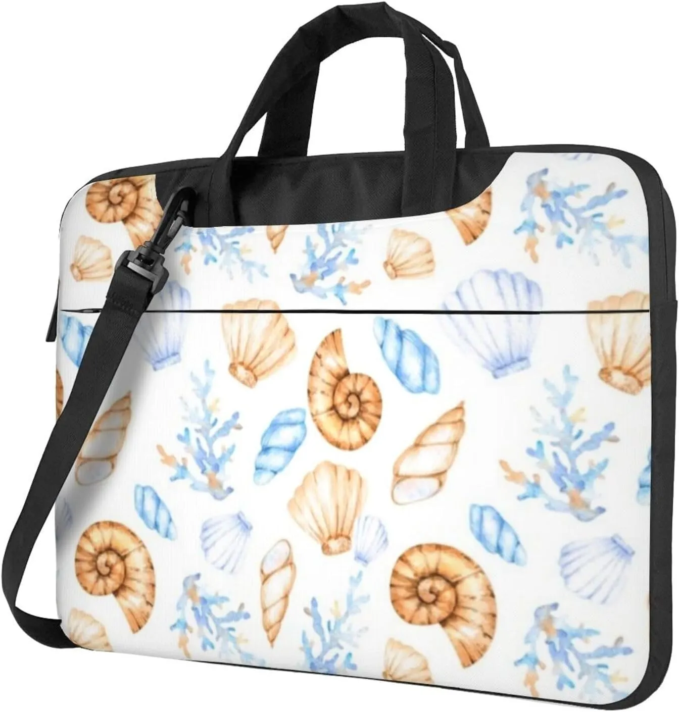 Seashells And Corals Practical 13-15.6 Inch Laptop Bag For Man And Women, Computer Messenger Bag, Trendy Shoulder Strap Design