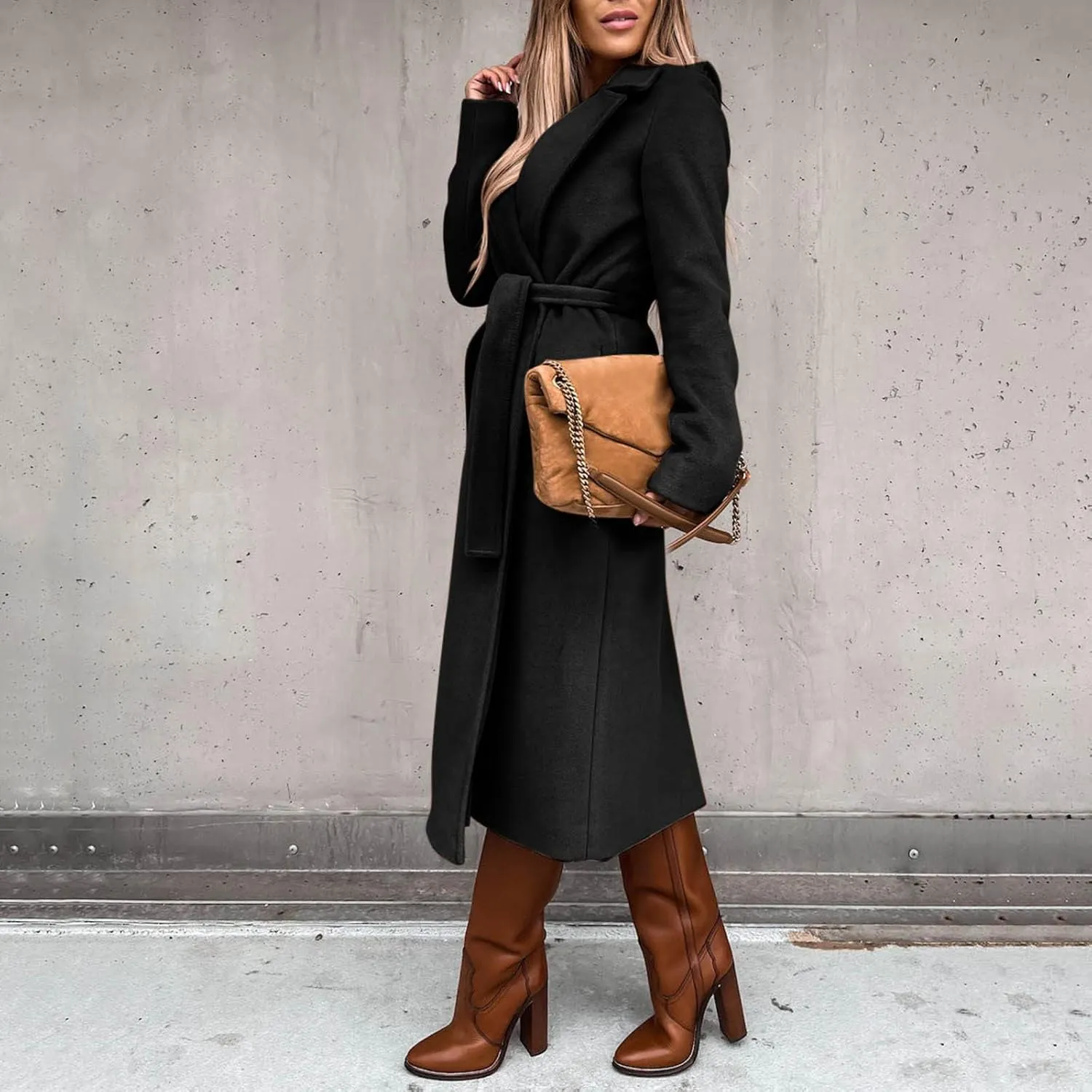 SHAOBGE Womens Jackets Casual Women's Faux Wool Coat Blouse Thin Coat Trench Long Jacket Ladies Slim Long Shear Jacket