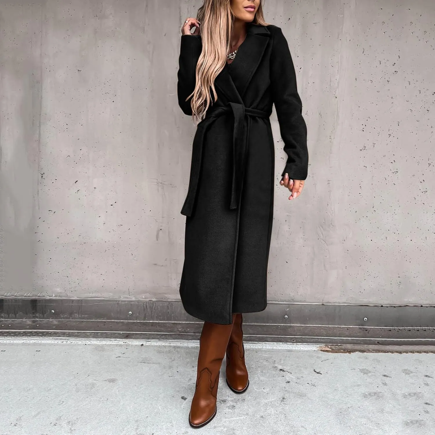 SHAOBGE Womens Jackets Casual Women's Faux Wool Coat Blouse Thin Coat Trench Long Jacket Ladies Slim Long Shear Jacket