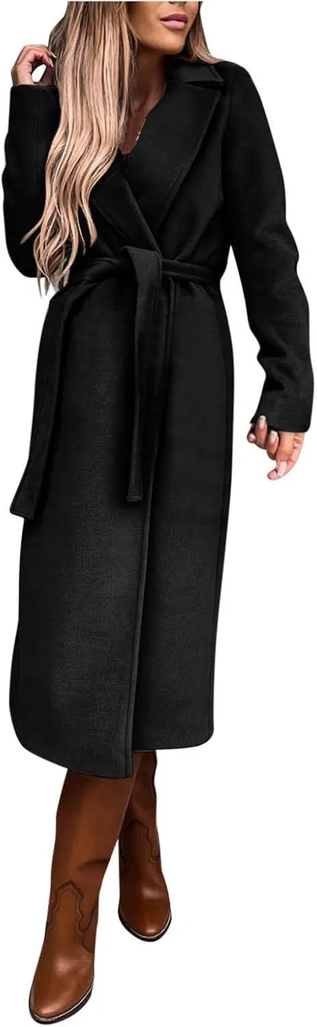 SHAOBGE Womens Jackets Casual Women's Faux Wool Coat Blouse Thin Coat Trench Long Jacket Ladies Slim Long Shear Jacket