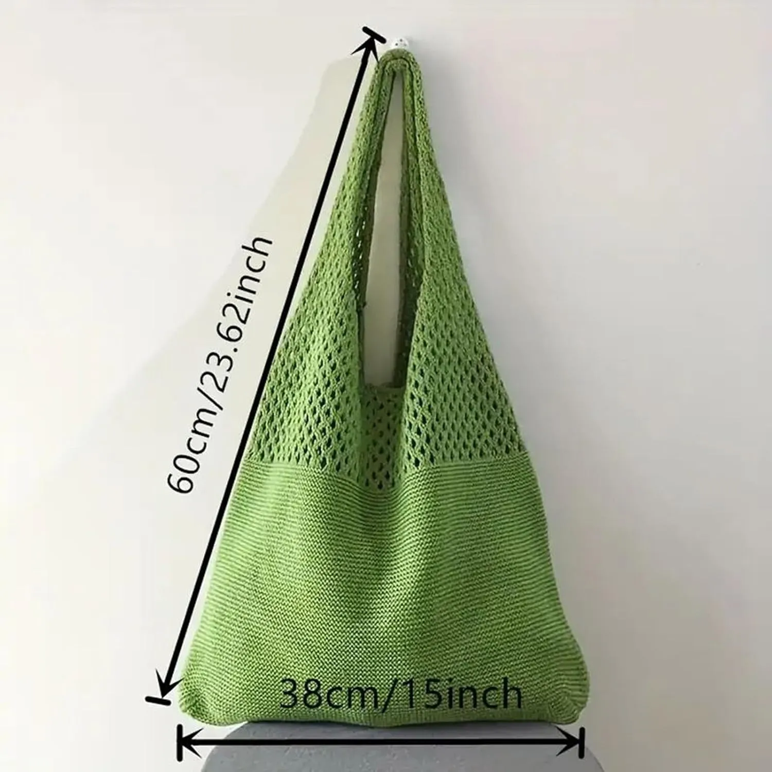 Simple Retro Hollow Crochet Bags Large Capacity Shopping Bags Women's Woven Shoulder Bag Leather Shoulder (B, One Size)