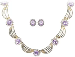 Sither Party Jewelry Set for Women Fashion Crystal Necklace Earrings Jewelry Set for Prom Wedding Dress
