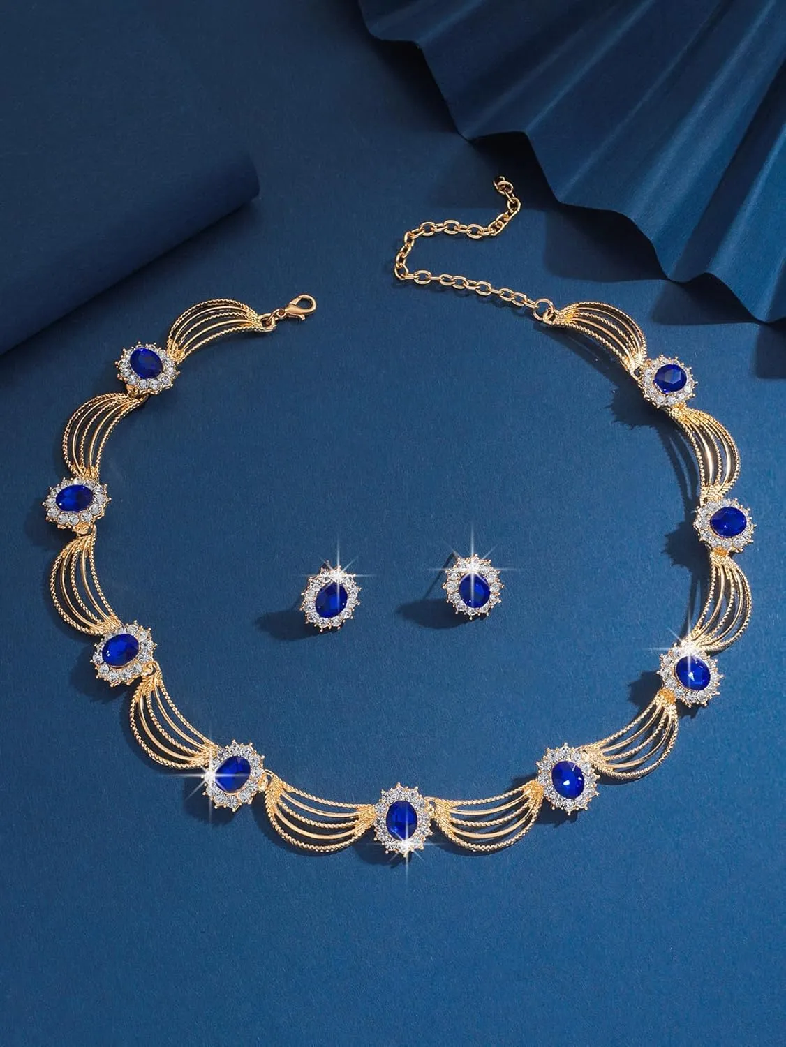 Sither Party Jewelry Set for Women Fashion Crystal Necklace Earrings Jewelry Set for Prom Wedding Dress
