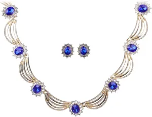 Sither Party Jewelry Set for Women Fashion Crystal Necklace Earrings Jewelry Set for Prom Wedding Dress