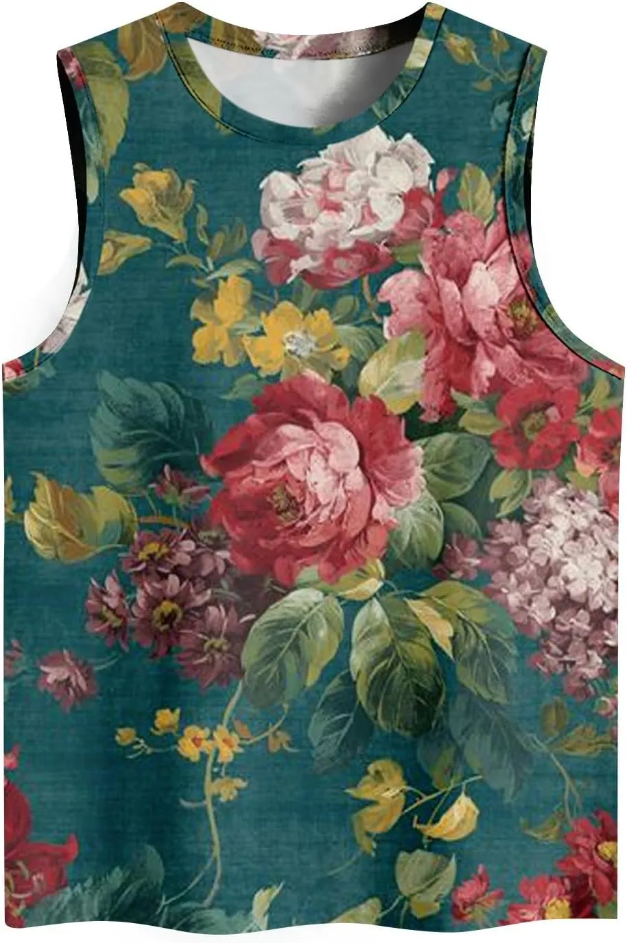 Sleeveless Tops for Women Summer Crew Neck Loose Fit Basic Tunics Tank Floral Holiday Going Out Tank Top Tee