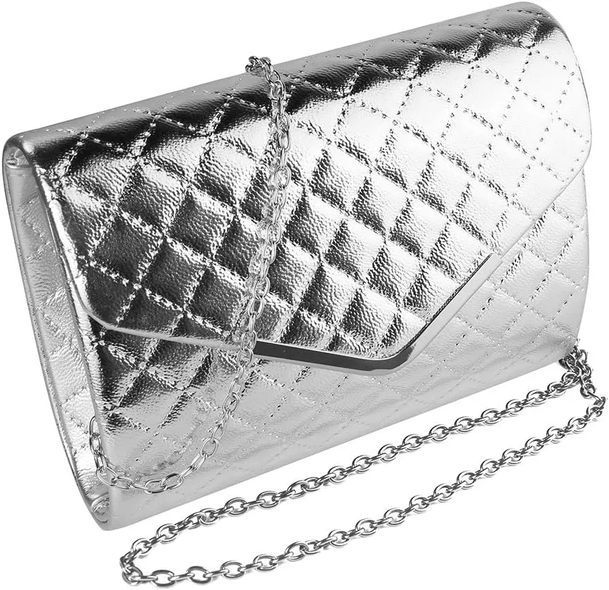 Slim Lightweight Summer Clutch Purses for Women Formal Crossbody Evening Bag and Wristlet Handbags with Chain Strap