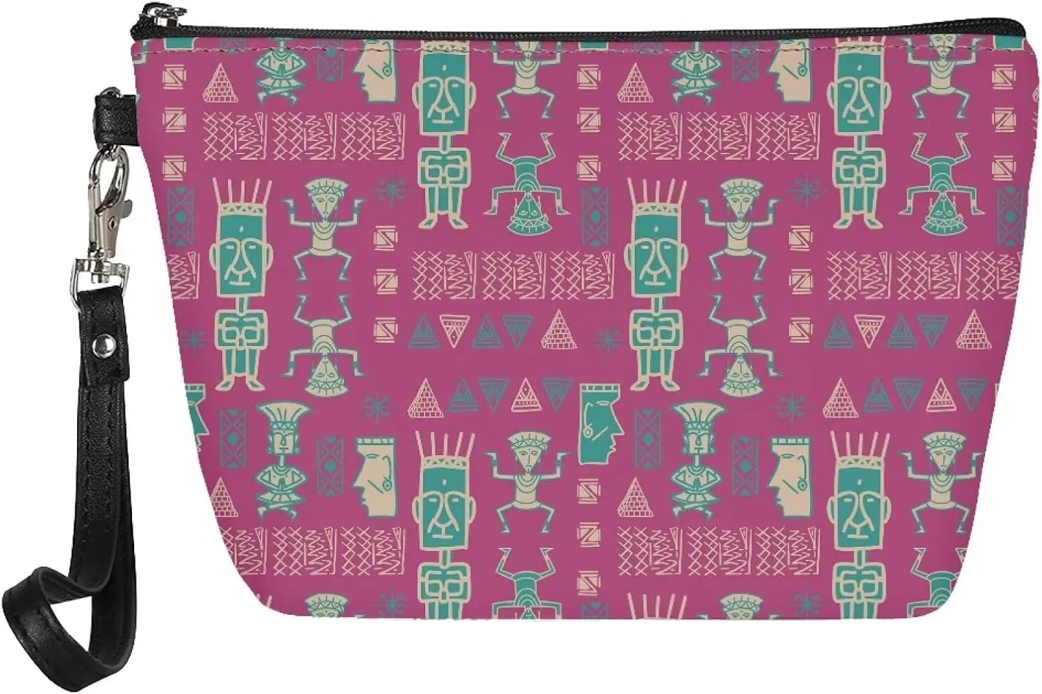 Small Makeup Pouch, Cosmetic Pouch Travel Toiletry Bag for Her - Organizer Toiletry Cosmetic, Convenient Cosmetic Pouch for Daily Use Tribal Style Print Purple