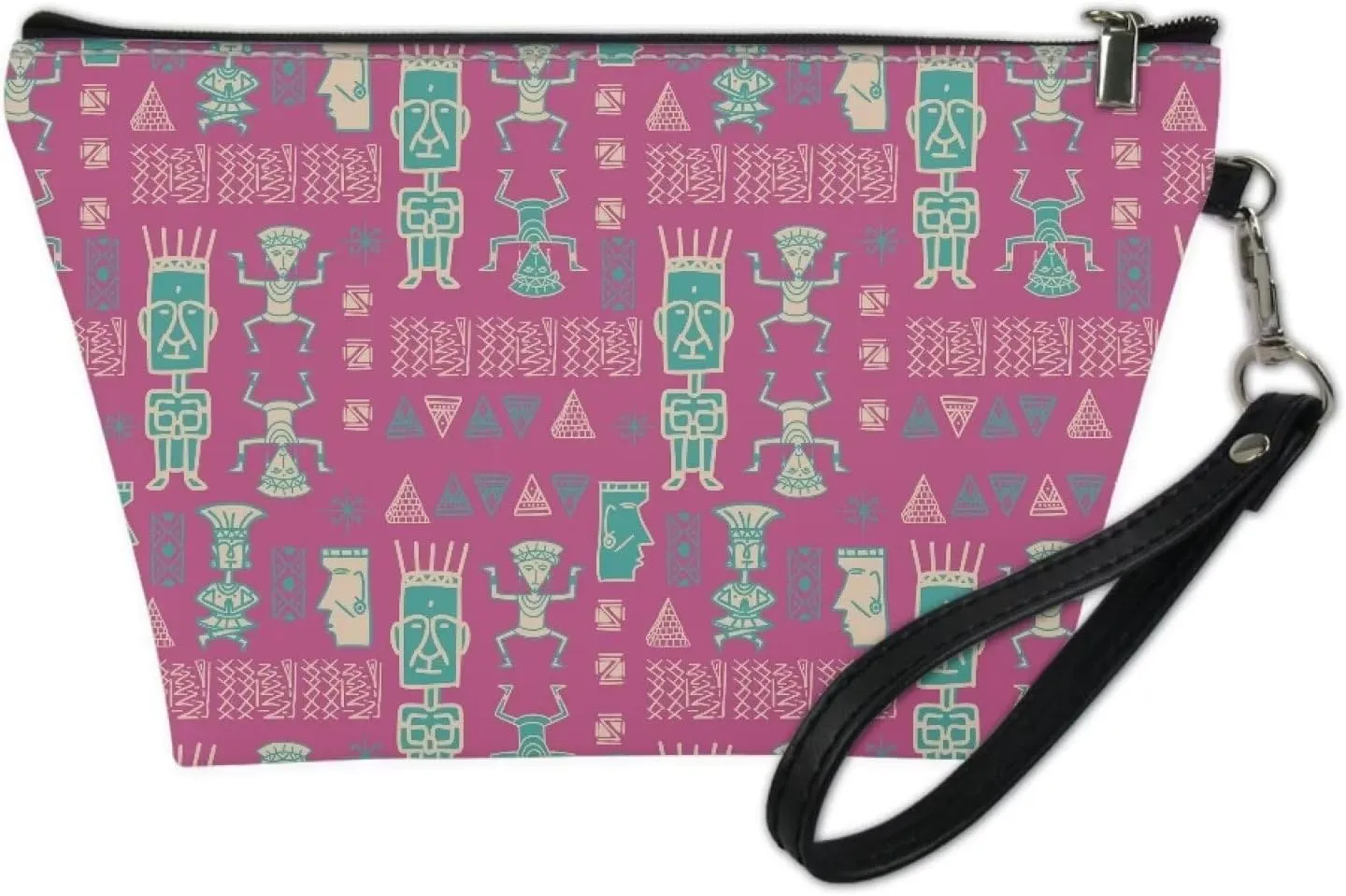 Small Makeup Pouch, Cosmetic Pouch Travel Toiletry Bag for Her - Organizer Toiletry Cosmetic, Convenient Cosmetic Pouch for Daily Use Tribal Style Print Purple