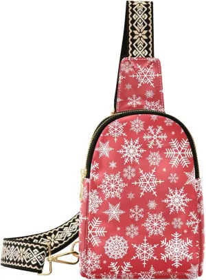 Small Sling Bag Fanny Packs Crossbody Bags for Women Christmas Snow Leather Fashion Chest Bag Belt Bag for Women for Travel Sports Running