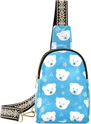 Small Sling Bag Fanny Packs Crossbody Bags for Women Cute Polar Bear Leather Fashion Chest Bag Belt Bag for Women for Travel Sports Running Hiking