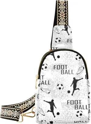 Small Sling Bag for Women Soccer Players Ball PC Leather Fanny Pack Crossbody Sport Pattern Fashion Waist Packs Chest Bag for Travel Sports Running Hiking