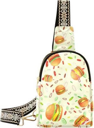 Small Sling Bag for Women Tasty Burger PC Leather Fanny Pack Crossbody Fashion Waist Packs Chest Bag for Travel Sports Running Hiking
