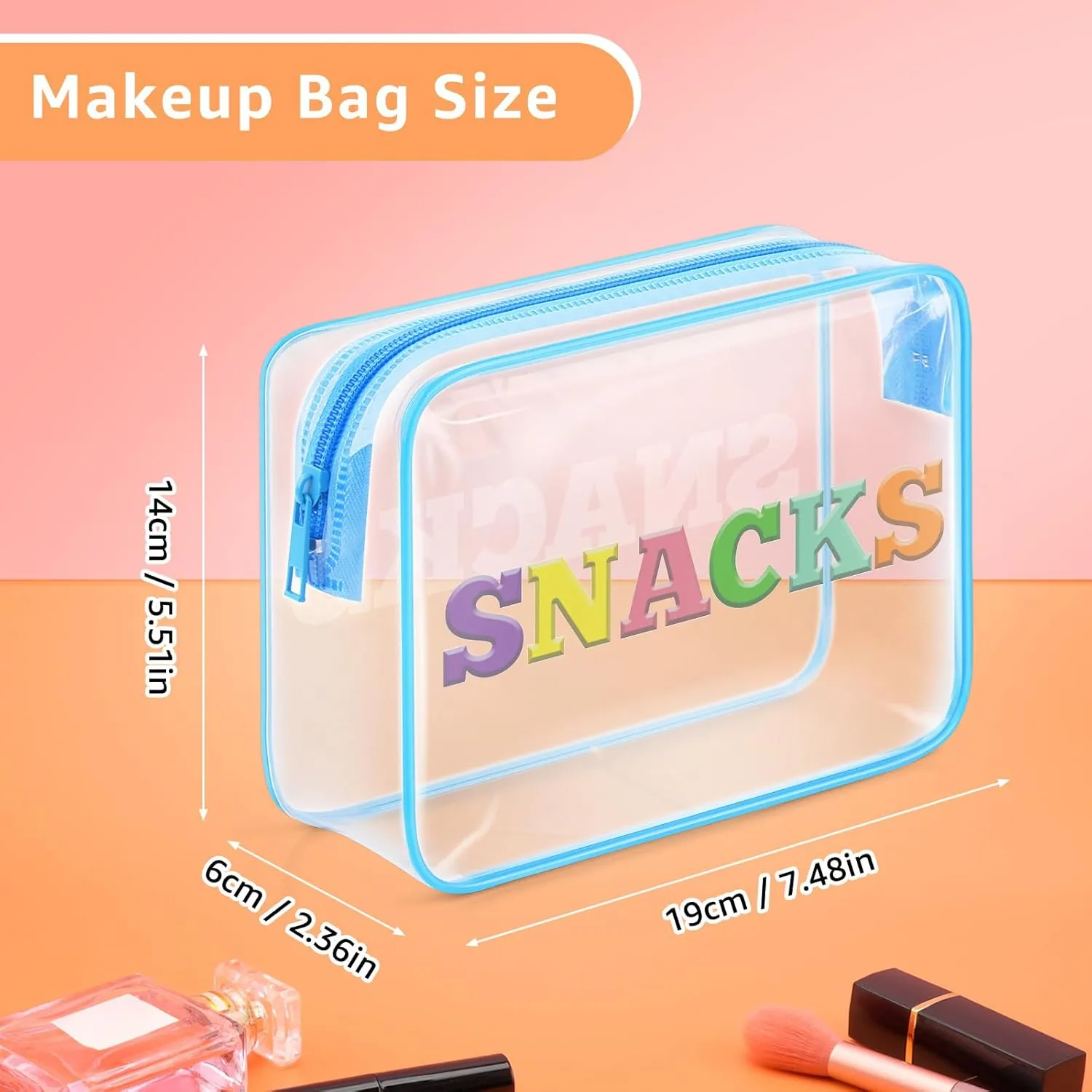 Snack Bag For Women Clear Makeup Bag Christmas Birthday Gift For Girl Funny PVC Cosmetic Bag Graduation Gift For Her Daughter Sister Toiletry Bag For Travel(Snacks