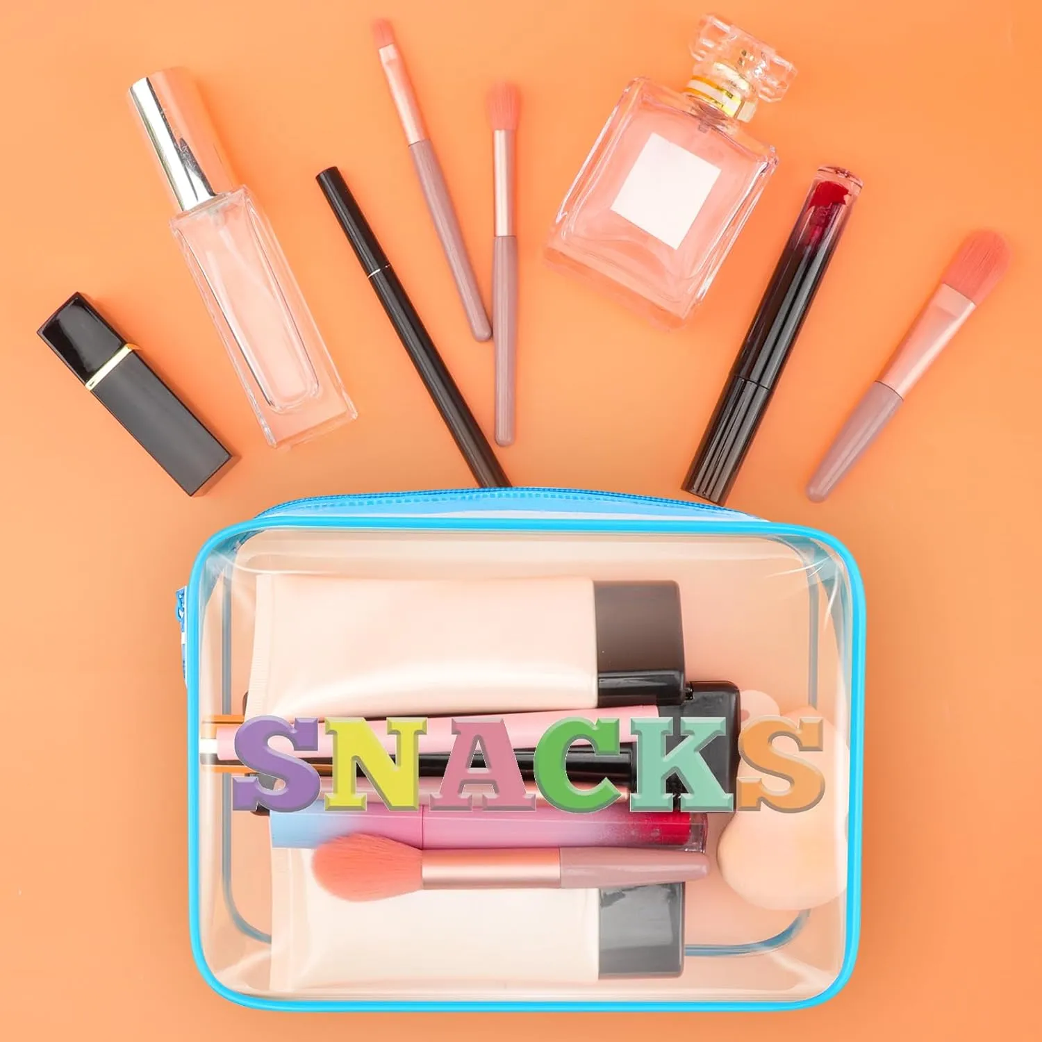 Snack Bag For Women Clear Makeup Bag Christmas Birthday Gift For Girl Funny PVC Cosmetic Bag Graduation Gift For Her Daughter Sister Toiletry Bag For Travel(Snacks
