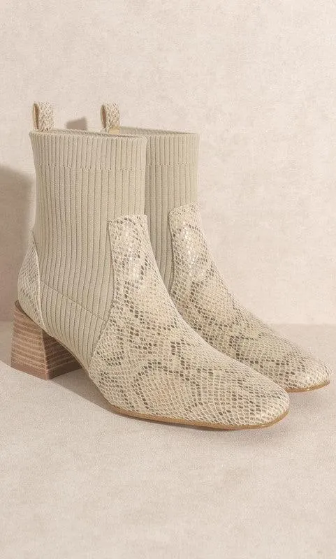 Snake Printed Sock Bootie